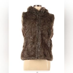 Sak Fifth Ave Red - Brown Faux-Fur Vest